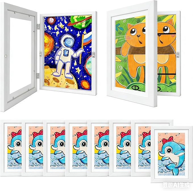 8 Pack Kids Art Frames 8.5x11 Inch Kids Artwork Flip Frame Changeable for Picture Display, Children School Drawing Projects Storage, Horizontally Vertically Wall Hanging, Front Opening