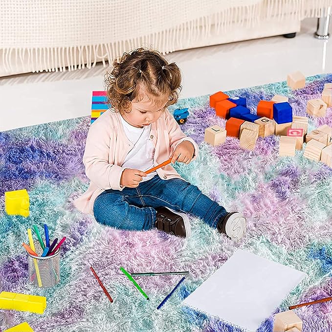A Nice Night Shaggy Fluffy Faux Fur Area Rug,Soft, Luxurious Shag Carpet Rugs for Nursery Rug, Bedroom, Living Room, Luxury Bed Side Plush Carpets, Rectangle (Light Purple, 6'x9')