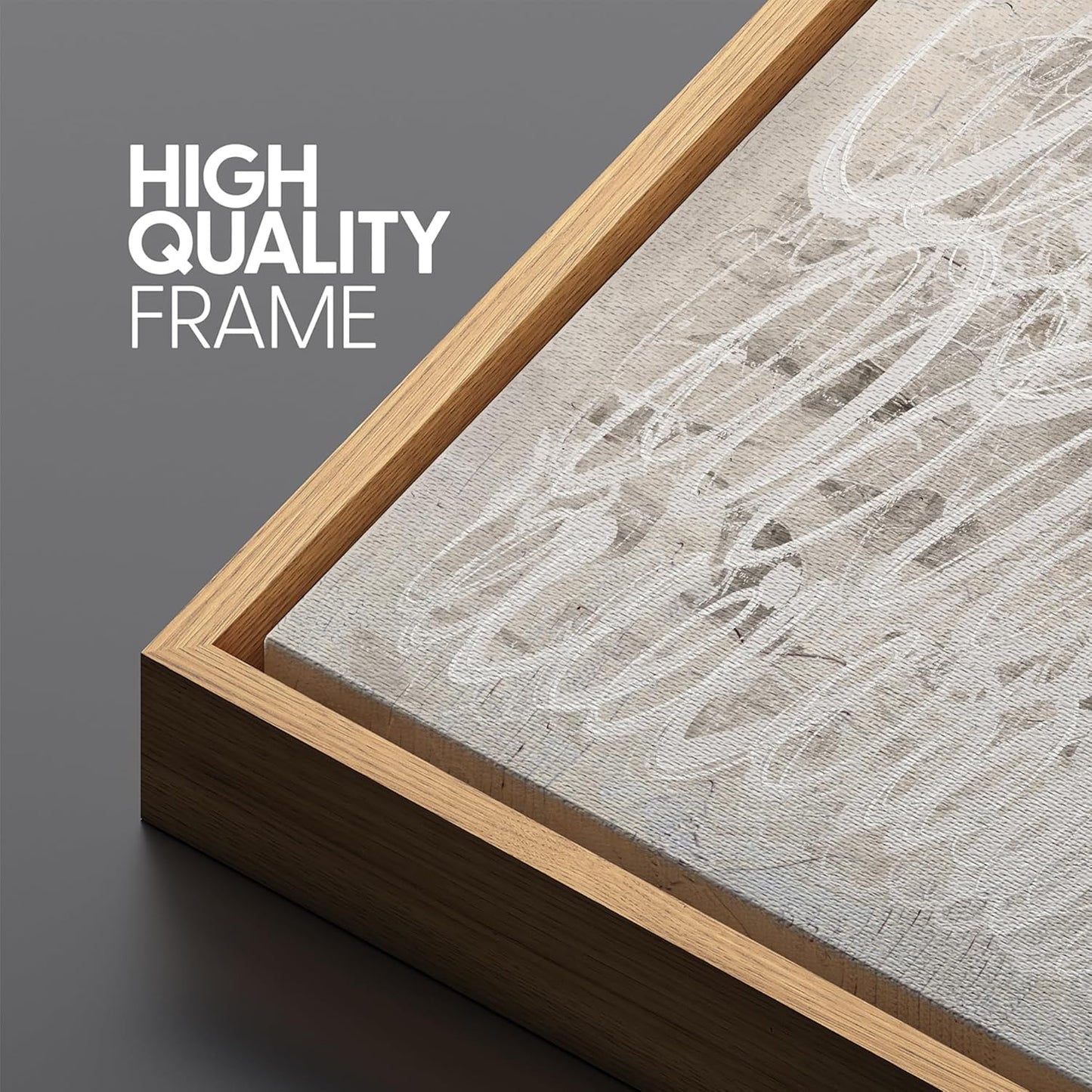 MUDECOR Large Framed Canvas Print Wall Art White Abstract Calligraphy Antique Retro Fine Art Illustrations Decorative Colorful for Bedroom - 60"x20"