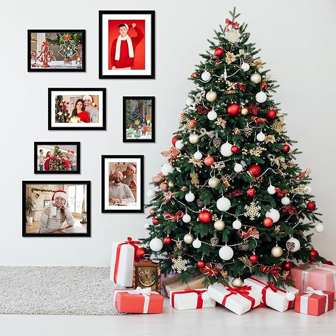 8x10 Picture Frame Set of 2, Gold Photo Frame for Tabletop or Wall Display, Display Pictures 5x7 with Mat or 8x10 Without Mat, Frame Collage with HD Plexiglass for Gallery Wall Home Decor