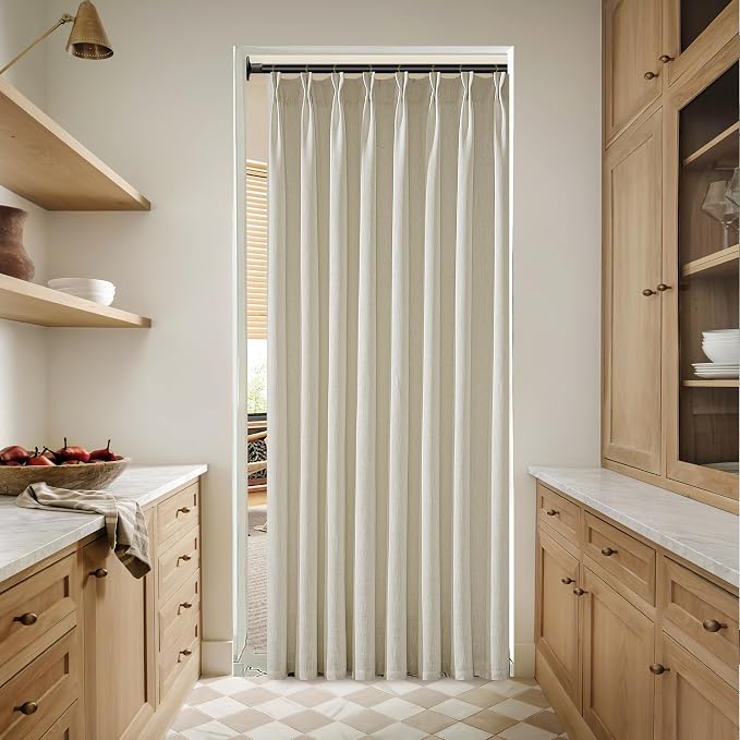 Flax Linen Blend 72 Inch Curtains for Bedroom Rustic Pinch Pleat Semi Sheer Window Drapes Light Filtering Privacy Cottagecore Farmhouse Office Sunroom Cabin Back Tab Viral Pleated Curtains 50x72
