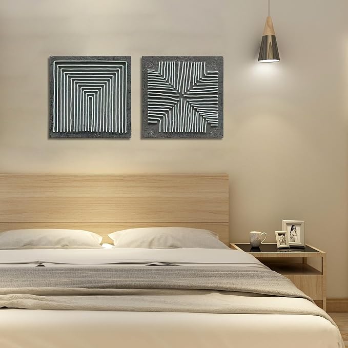 NANKAI Art Hand-Painted Abstract Wall Art Modern Abstract Canvas Wall Decoration Hand-Drawn Work Suitable for Living Room, Bedroom, Office 2 Piece Set 24 x 24 inches