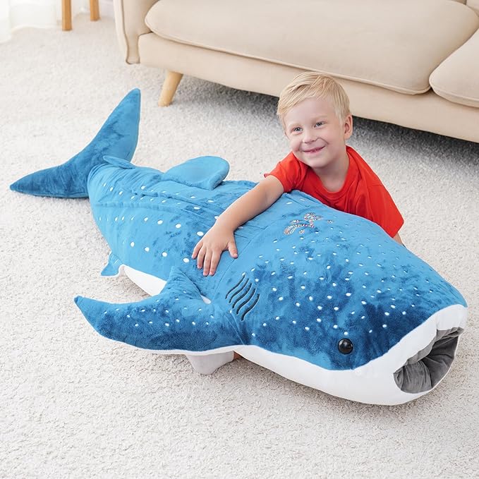 Mukouxun Giant Whale Shark Plush Pillow Toy - Realistic Big Stuffed Animal