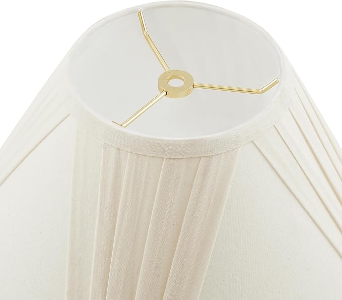 Aspen Creative 32100 French V-drape Pleated Spider Construction Lamp Shade, Ivory Cotton Fabric, 6"Top x 17"Bottom x 12"Slant