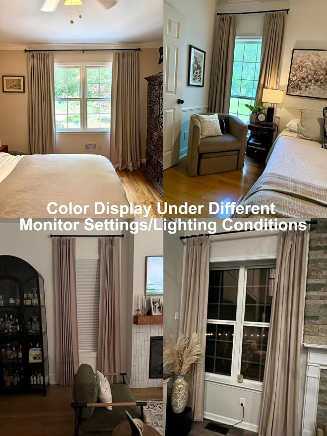 Vision Home Sand Pinch Pleated Full Blackout Curtains Linen Blended Room Darkening Window Curtains 108 inch for Living Room Bedroom Thermal Insulated Pinch Pleat Drapes with Hooks 40" Wx108 Lx2