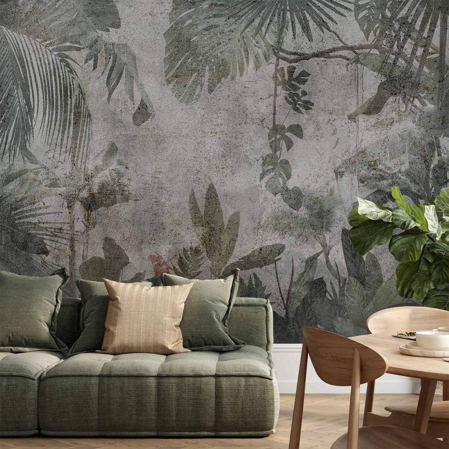 artgeist Wall Mural Tropical Leaves 118x83 in - XXL Non-Woven Wallpaper Fleece Wall Decor Photo Print Picture Image Design Landscape Jungle Nature Monstera Palm Leaves b-C-0821-a-a