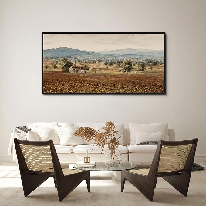 yiijeah Framed Artwork for Walls Extra Large Vintage Nature Earthy Wall Art landscape pictures Canvas Paintings Decor for Living Room Bedroom Entryway 40x20 Inches