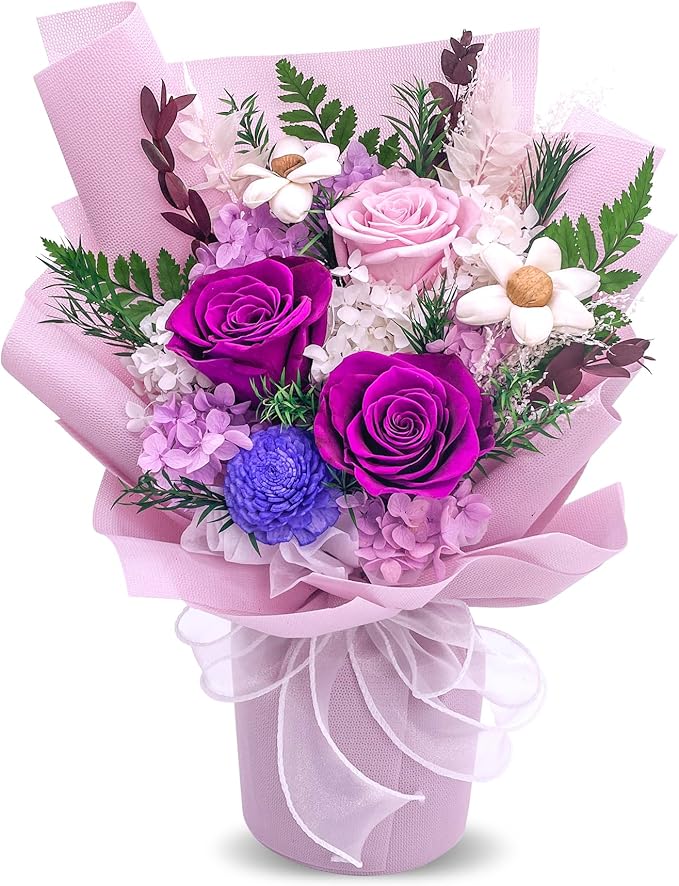 VTJMB Flowers for Delivery Prime, Preserved Flower Bouquet with Box, Birthday Dried Flowers Gift for Women, Mothers Day Gifts for Mom, Wife, Grandma, Friends