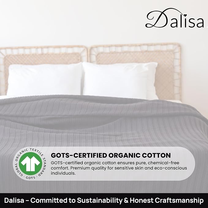 100% Organic Cotton Knit Blanket Denise -Soft and Lightweight, Breathable All-Season Throw for Bed, Sofa, or Lounge Area -GOTS Certified-Perfect for Home and Bedroom Styling (Black, 60x80)