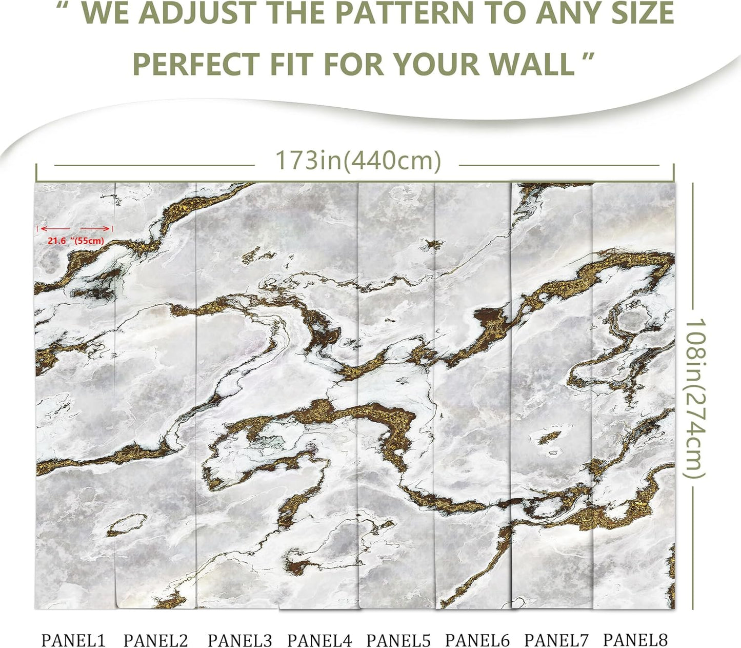 Marble Wallpaper Large Abstract Gold Wall Mural for Bedroom Living Room Office(Not Peel and Stick)