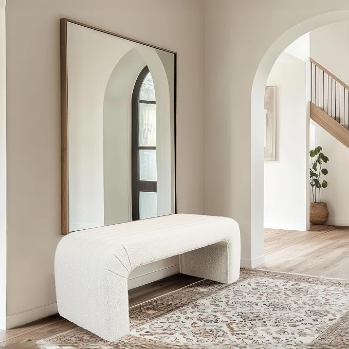 HomePop 48" Arch Channel Bench - Cream Boucle