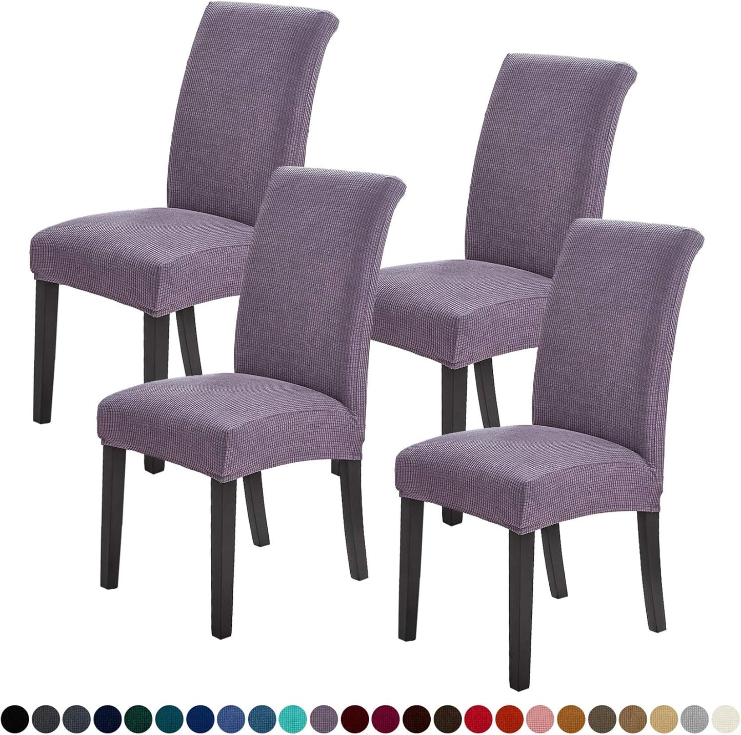 Joccun Chair Covers for Dining Room Set of 4,Dining Chair Slipcovers Stretch Dining Room Chair Covers Seat Protector,Washable Parsons Chair Cover for Home,Hotel(Grapeade,4 Pack)