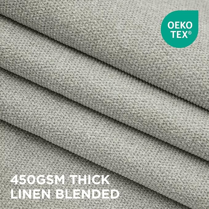 Joydeco Greyish White Pinch Pleated Thick Linen Curtains 84 Inch Long 2 Panel Set for Living Room, Double-Faced Curtain for Bedroom, Back Tab Blackout Drapes with Adjustable Hooks (40”W x84”L)