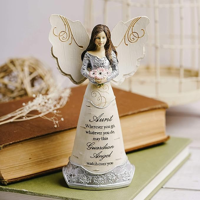 Pavilion Gift Company Elements Aunt Guardian Angel Figurine, 6", Purple