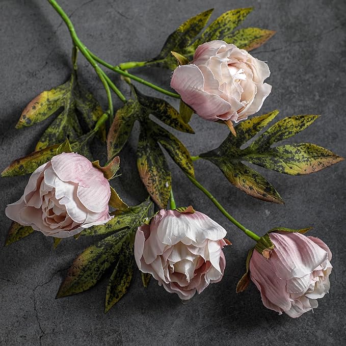 Thiccywoov 8 Pcs Artificial Peonies Stems Flowers Vintage Faux Peonies Stems Real Look Fake Peony Branches for Vase Filler DIY Bouquet Weeding Registry Centerpieces Bridal Shower Gifts Home Decor
