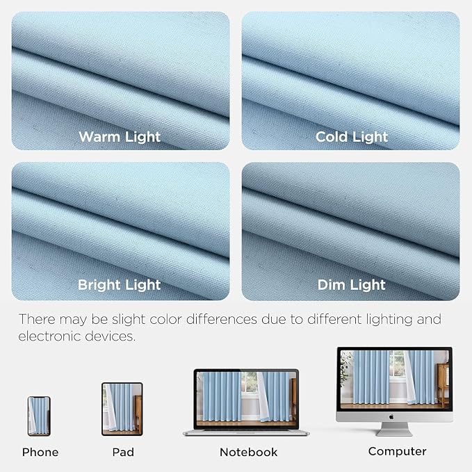 Joydeco Pinch Pleated Linen Curtains for Living Room, 100% Blackout Darkening Curtains 72 inches Length 2 Panel Thermal Insulated Pinch Pleat Drapes(Chambray Blue,40'' Wx72'' L)