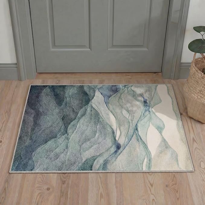 BEIMO 2x3 Rugs for Entryway Entrance Kitchen Bathroom, Machine Washable Rug Modern Abstract Soft Area Rug, Low Pile Indoor Floor Carpet with Non Slip Backing, Dusty Teal