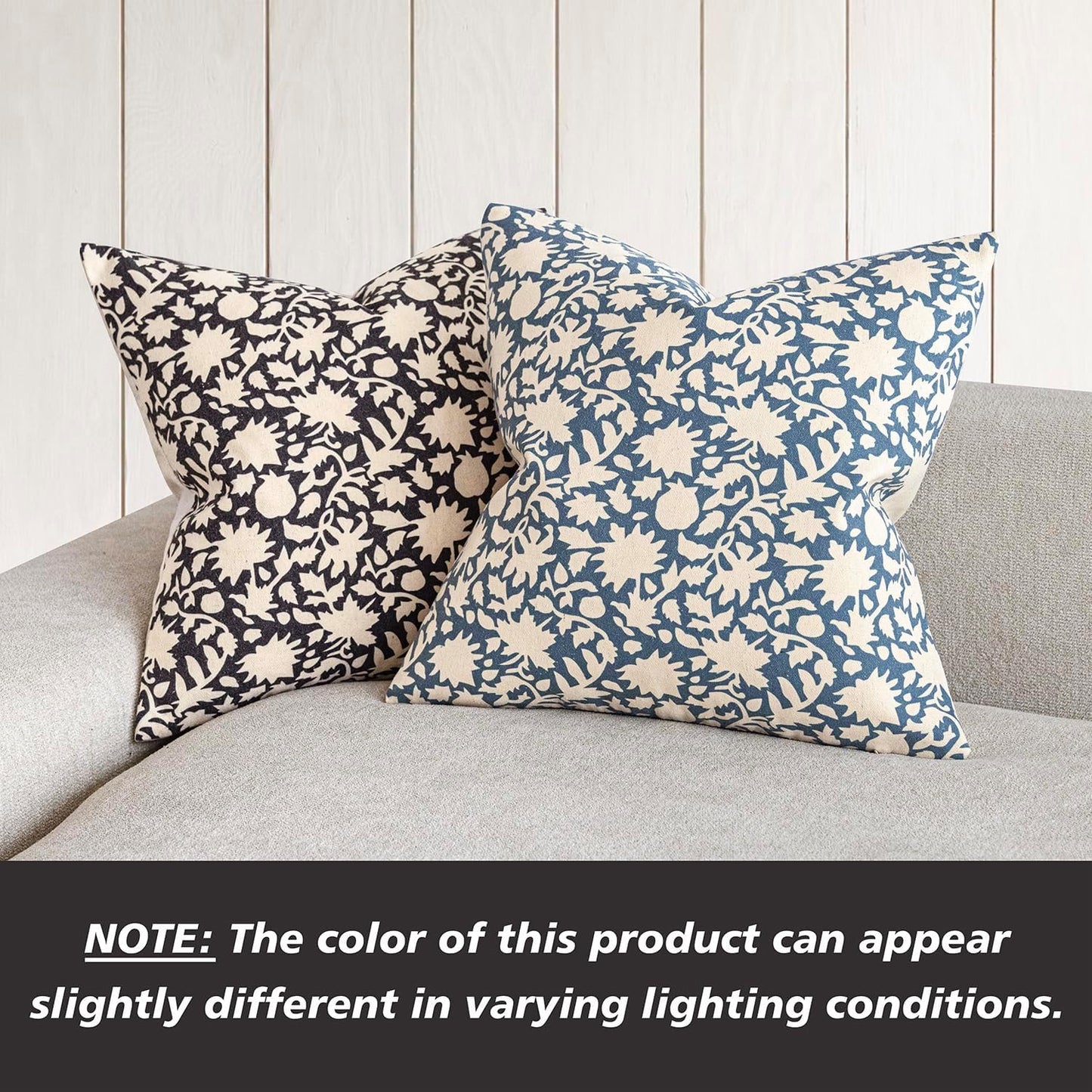 Foindtower Set of 2 Decorative Neutral Floral Throw Pillow Covers Accent Farmhouse Cushion Covers Boho Vintage Pillowcase for Couch Sofa Bedroom Living Room Home Decor Outdoor20×20 Inch,Black