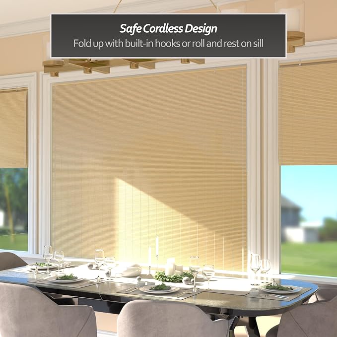 Red Lantern Bamboo Cordless Window Shade - Natural, 72" Wide