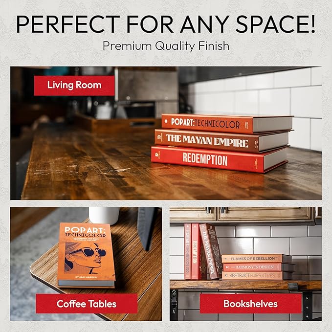 Decorative Books | Orange 10 Book Set with 3 Sizes | Preassembled with Hidden Storage | Perfectly Stackable for Easy Home Staging | Book Decor to Elevate Your Space | Home Decor Made Simple!