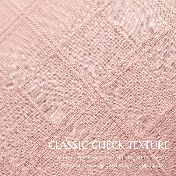 Foindtower Set of 2 Decorative Linen Check Throw Pillow Covers Neutral Farmhouse Vintage Cushion Covers Cozy Modern Boho Accent Home Decor for Sofa Chair Couch Bed Living Room,14×36 Inch,Light Pink