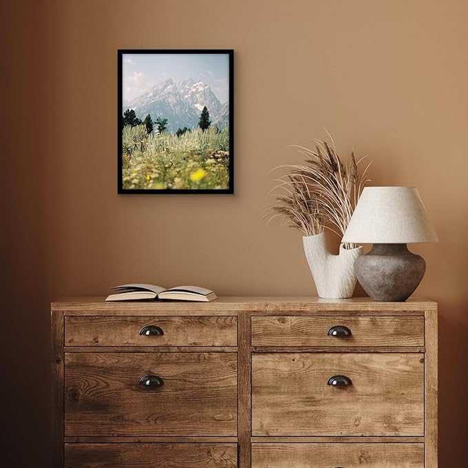 Americanflat 11x14 Picture Frame with Shatter-Resistant Glass - Streamline Collection - Thin Border Picture Frame for Wall Display - Hanging Hardware Included - Black