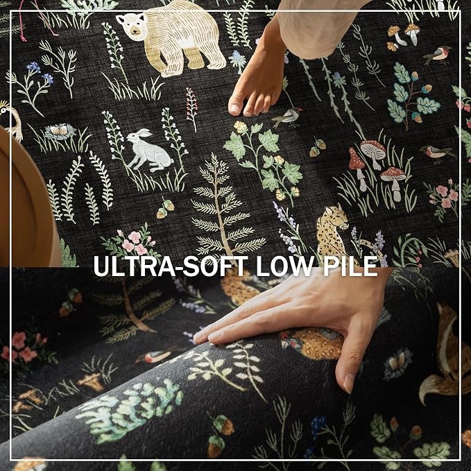 9x12 Area Rugs for Living Room: Washable Bedroom Rug Vintage Stain Resistant Non Slip Low Pile Soft Lightweight Carpet for Kitchen Dining Room Farmhouse Nursery Kids Room Home Office