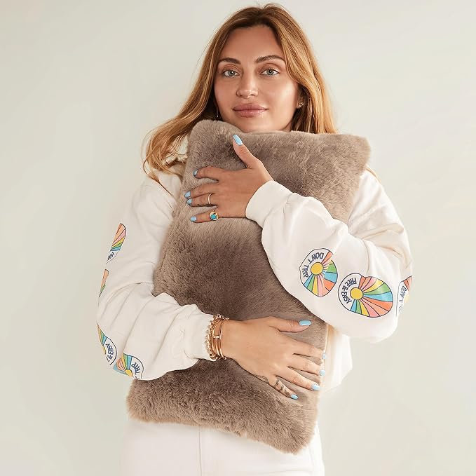 UnHide Squish Lumbar Pillow - Faux Fur Pillow - Extra Soft, Rectangular Shaped with Polyester Fill - Machine Washable - 10” x 18” - Mocha Sharpei