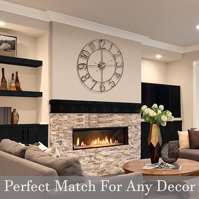 Sorbus Large Wall Clock for Living Room Decor - Wall Clock for Kitchen - 32 inch Big Wall Clock Decorative - Metal Wall Art - Analog Large Clock for Bedroom, Home, Kitchen, Office, Wall Decor (Bronze)