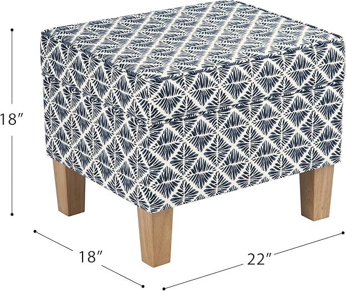 HomePop 22" Modern Rectangular Storage Ottoman - Blue Geometric Pattern