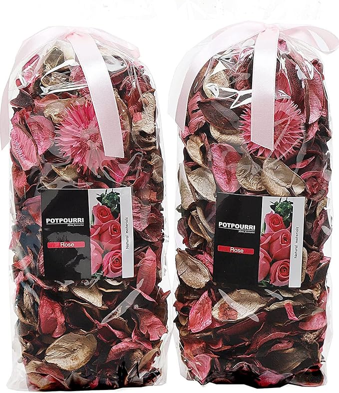 Qingbei Rina Potpourri Bags,Rose Scented Potpourri Dried Flowers, Pink Decorative Bowl Vase Fillers,Home Fragrance Sachet,2 Bags-8.4oz