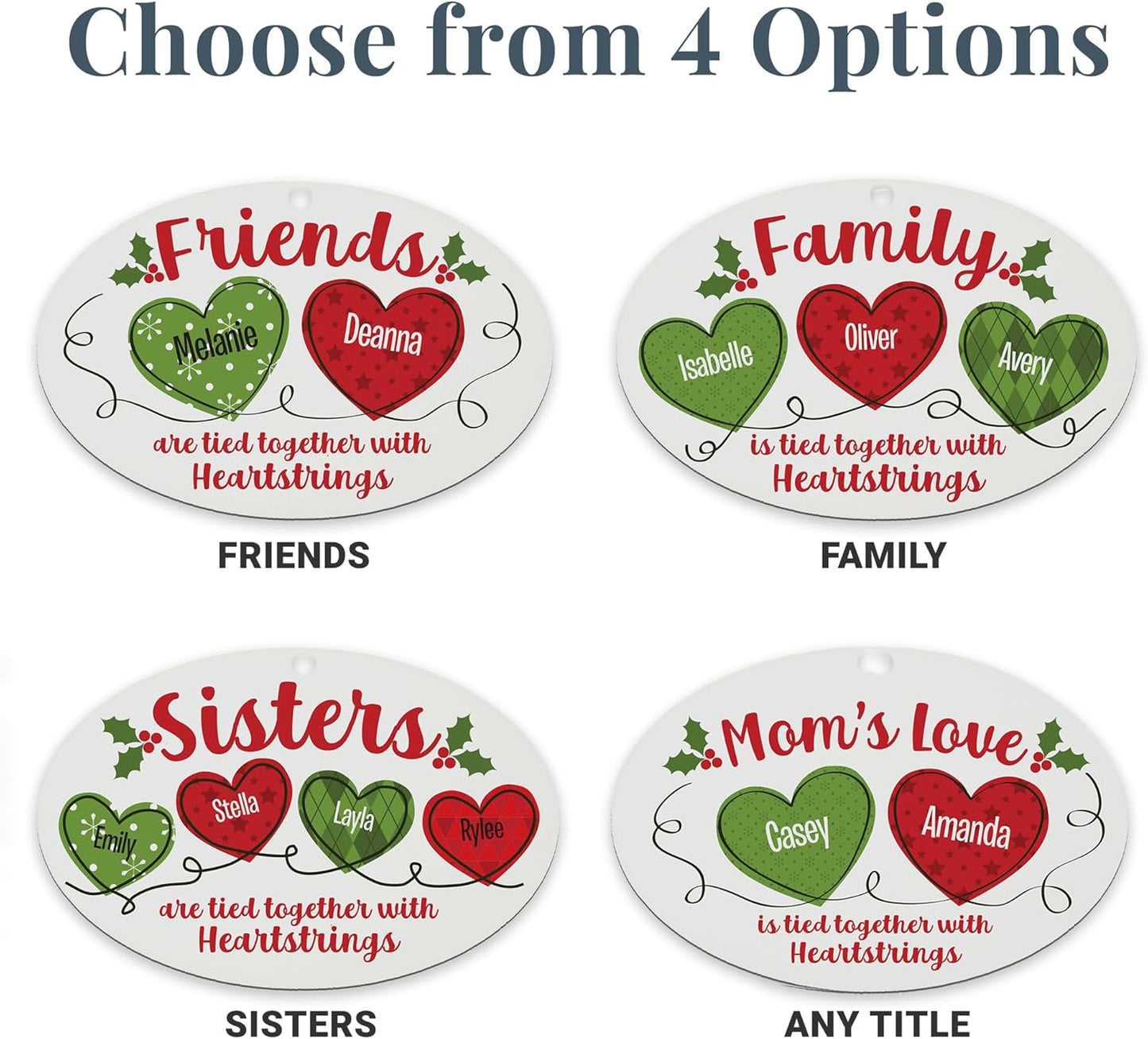 Let’s Make Memories Personalized Christmas Ornament - Any Title - 2024 Christmas Ornament - Wood - Oval - 2–6 Names - Heartstrings