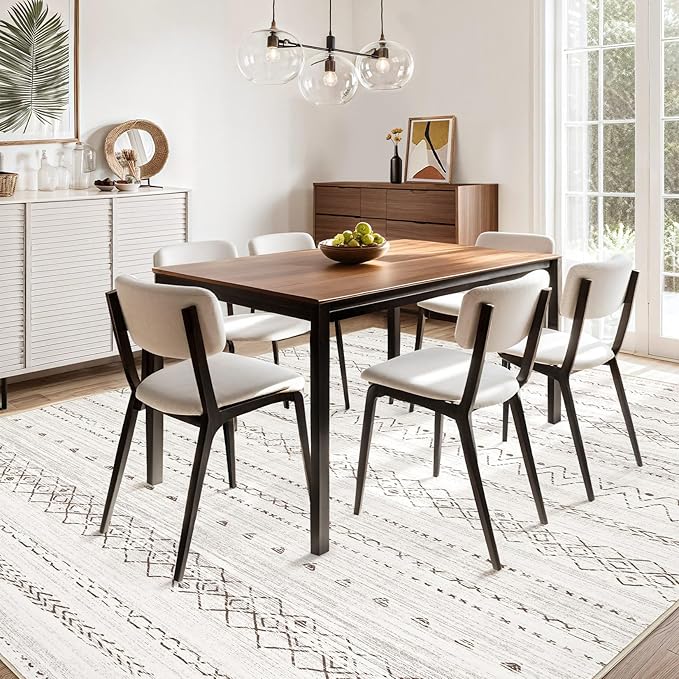 cotiled 10x12 Area Rug Living Room: Washable Boho Rugs with Non Slip Backing Large Soft Indoor Stain Resistant Carpet for Bedroom Farmhouse Dining Room Lightweight Home Decor Brown