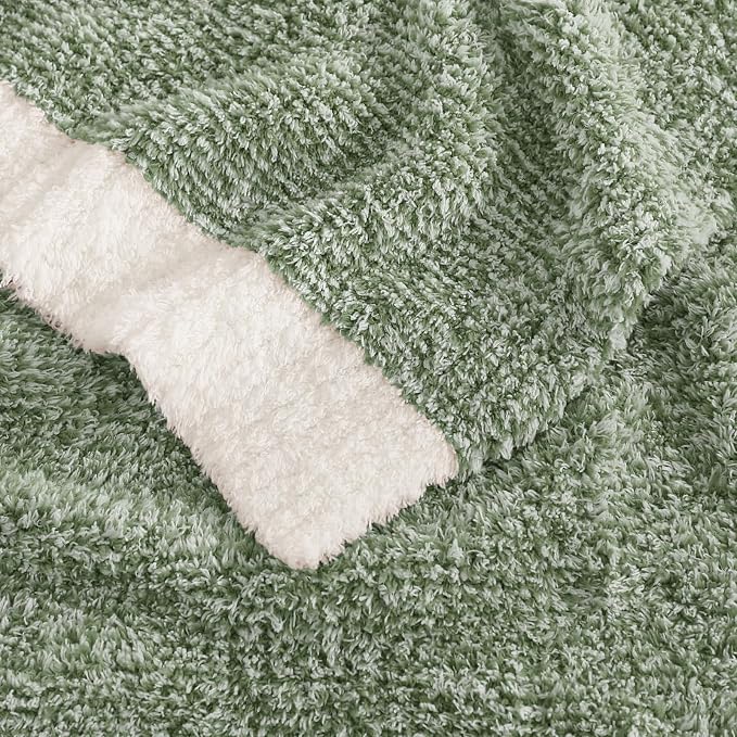 WRENSONGE Soft Throw Blanket for Couch-Cozy Reversible Knitted Blankets | Lightweight Warm Fluffy Decor for Women, Mom, Her & Girls, Sofa, Chair, Bed, 50x60in, Cationic Dyeing Green
