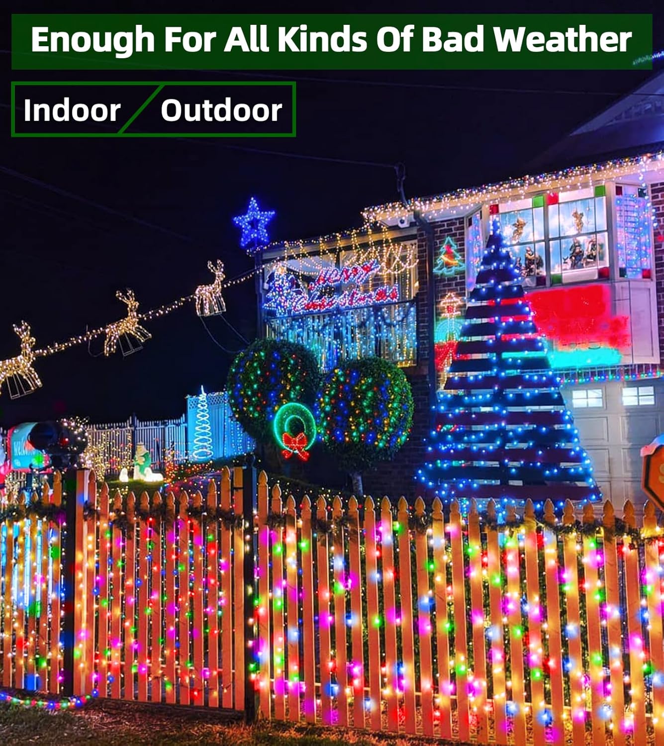 1500 LED 492FT Christmas Lights Outdoors, Green Wire LED String Lights with Timer Memory, Christmas Tree Lights for Indoor Outdoor Christmas Decorations Party Xmas Wedding Garden Patio (Multicolor)