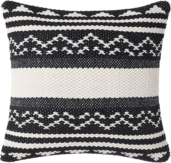 REDEARTH · Handmade Boho Throw Pillow Covers - Bohemian Chic Farmhouse Style Accent Woven Indoor & Outdoor Pillow Cushion Cases for Couch - Bed - Chair - Sofa - Bench – Set of 2 (18"x18", Natural)