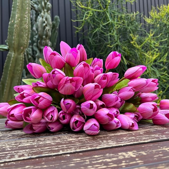 Artificial Fake Flowers Tulip for Outdoor Decoration,UV Resistant Faux Plastic Fabric Greenery Shrubs Plants Fake Flowers Hanging Planter Kitchen Home Garden Wedding Decor (Light Purple)