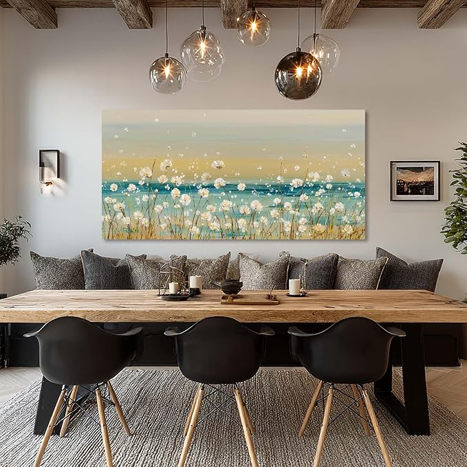 Ggaafet Wild Floret Wall Art for Living Room Canvas Oil Painting Prints Beautiful Flowers Floral Blooming Abstact Beach Art Deco Pretty Artwork Office Bedroom Family Dining Room Decor Extra Large