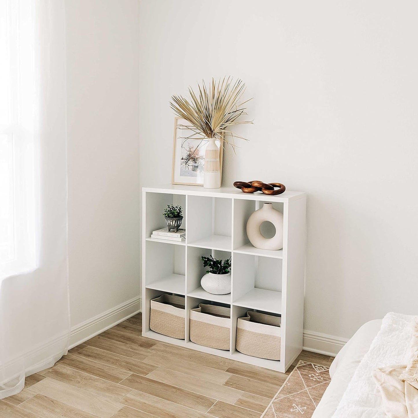 OrganiHaus Woven Storage Baskets for Organizing, Cotton Rope Organizer Bins for Shelves, Closet & Nursery, Dog Toy Basket, Decorative Bins for Toys, Towels & Books - 15x10x9, Light Honey