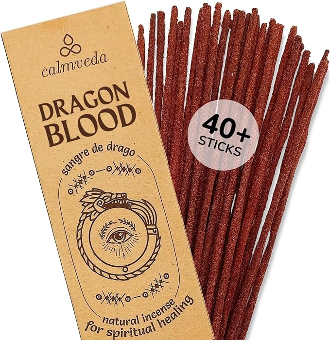 Potent Dragons Blood Incense Sticks - (40+Sticks, 9 inch) Thick Natural Resin Incense, Clean Charcoal Free | Sweet Spicy & Ambery Smelling Protection Incents (Sangre de Grado) (Burn Time 45+ Mins)
