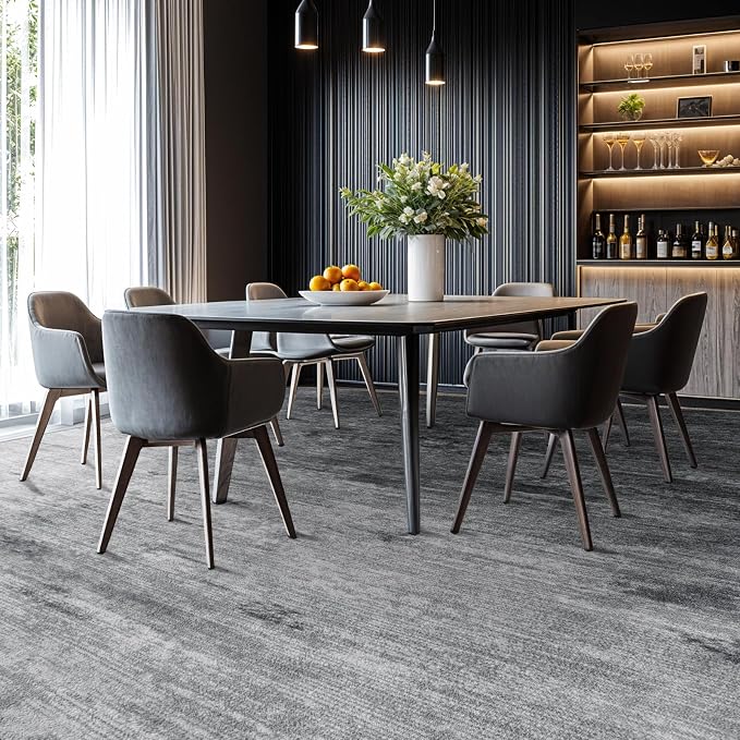 9x12 Washable Area Rug, Gray Solid Area Rugs for Living Room & Bedroom | Stain-resistant & Non-slip backing,Low Pile Washable Large Carpet, Solid Vintage Style For High Traffic Areas(9x12,Gray)