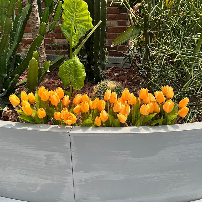 Artificial Fake Flowers Tulip for Outdoor Decoration,UV Resistant Faux Plastic Fabric Greenery Shrubs Plants Fake Flowers Hanging Planter Kitchen Home Garden Wedding Decor (Yellow)