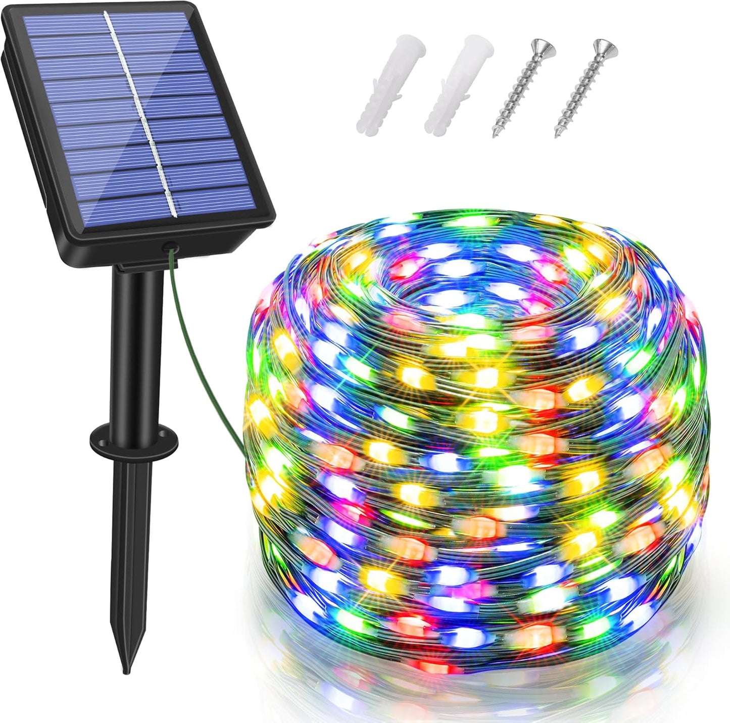Solar String Lights 120LED 40FT, IP67 Waterproof String Lights for Outside with 8 Lighting Modes, Upgraded Solar Panel Fairy Lights for Garden Party Wedding Decorations (Multicolor)