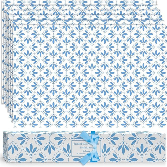 SCENTORINI Linen Scented Drawer Liners, 6 Sheets Fragrant Paper Liners Non-Adhesive Paper Sheets for Home Closet, Dresser Drawers, for Home Fragrance