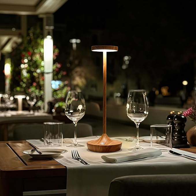 Set of 2 Cordless Table Lamps, Rechargeable 6000mAh LED Desk Lamps, Up to 72 Hours, Touch Control with 3-Level Dimming, Waterproof for Restaurant, Dining, Patio & Home Decor (Bamboo Pattern)