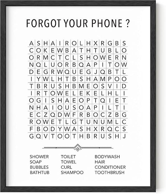 HAUS AND HUES Funny Bathroom Wall Art – Word Search Poster, Unframed Funny Kids Bathroom Print, Guest Bath and Powder Room Decor (16x20, Unframed)