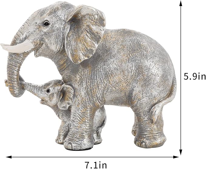 Good Luck Decorations Elephant Gifts for Women,Unique Figurines Decor for The Home, Room,Bathroom,Bedroom,Classroom Shelf Décor (Silver)