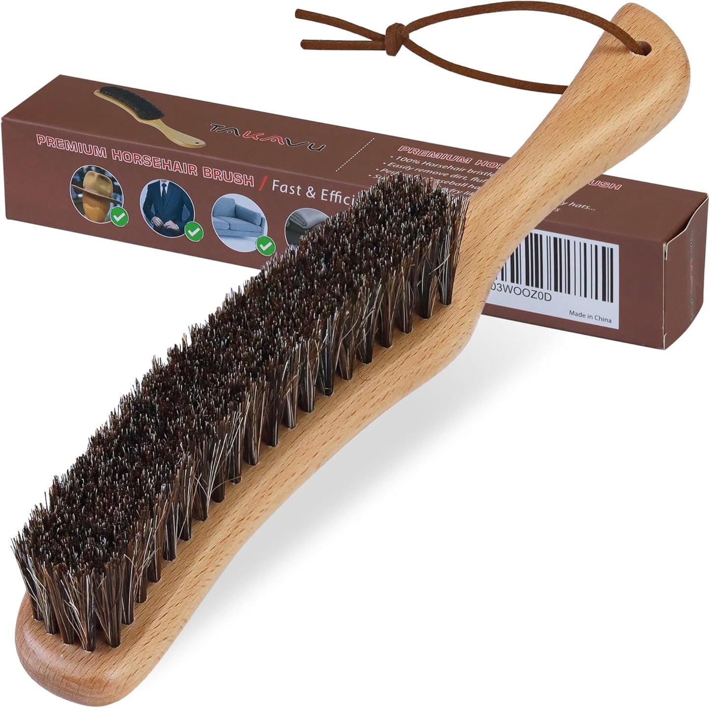 Lint Brush for Clothes with 100% Soft Horse Hair Bristle, Large Beech Wood Handle, Lint Remover for Hat, Pet Hair, Suits, Cashmere, Wool, Velvet, Suede, Shoe