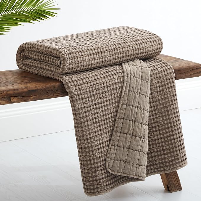 Levtex Home - Mills Waffle - Throw - Cocoa Cotton Waffle - Throw Size 50 x 60in.