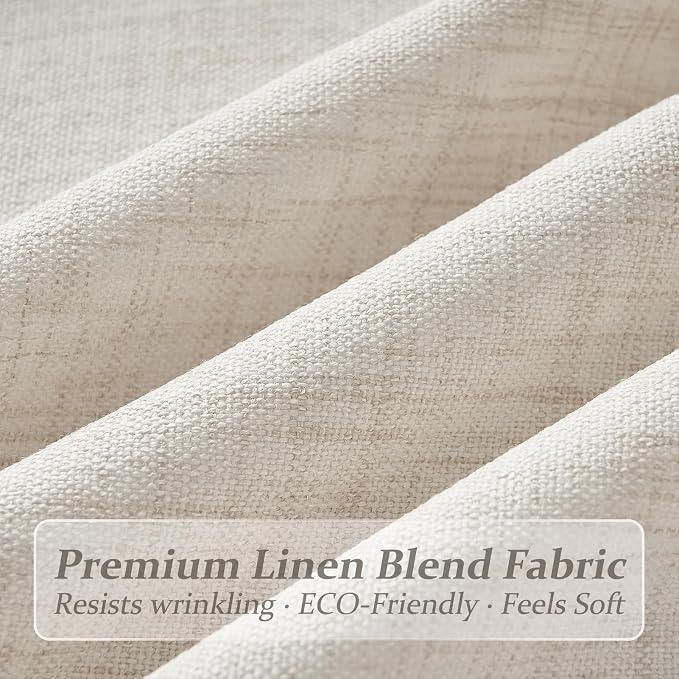 Custom Thick Linen Pleated Floor to Ceiling Curtains for Sliding Glass Doors 100 Inches Long, Memory Trained Pinch Pleat Sheer Privacy Curtain Light Filtering Cottage Core Windows Drapes 4 Panels Set
